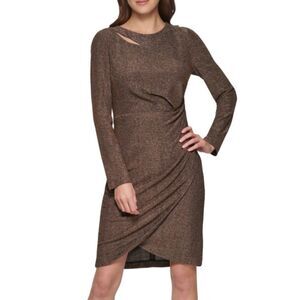 DKNY Metallic Cut-Out Bodycon Knit Sheath Dress Size 2, Shimmer Ruched
